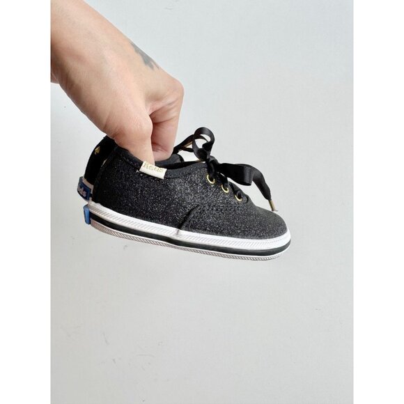 NWOB Baby KEDS x KATE SPADE Champion Glitter Crib Black Sneakers, Size 3M - Picture 3 of 10